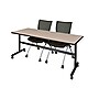 Regency Seating Kobe 72" Flip Top Mobile Training Table, Beige & 2 Apprentice Chairs, Black (MKFT7224BE09BK)~#|#~m002268272_sc7