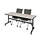 Regency Seating Kobe 72" Flip Top Mobile Training Table, Maple & 2 Apprentice Chairs, Black (MKFT7224PL09BK)~#|#~m002268294_sc7