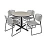 Regency Seating Cain 42" Round Breakroom Table- Maple & 4 Zeng Stack Chairs- Grey~#|#~m002268967_sc7