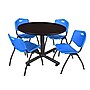 Regency 48-inch Round Kobe Breakroom Table With 4 M Stacker Chairs, Blue (TKB48RNDMW47BE)~#|#~m002269410_sc7