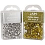 JAM Paper Push Pins, Gold/Silver, 200/Carton (322419056)~#|#~m002765430_sc7