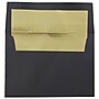 JAM Paper A6 Foil Lined Invitation Envelopes, 4.75 x 6.5, Black Linen with Gold Foil, Bulk 1000/Carton (03243678B)~#|#~m002934337_sc7