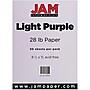 JAM Paper Matte 8.5" x 11" Color Copy Paper, 28 lbs., Light Purple, 50 Sheets/Pack (16729267)~#|#~m003073500_sc7