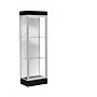 Ghent Edge 24"W x 76"H x 20"D Lighted Floor Case, 6" base, White Back, Satin Finish, Black Base~#|#~m003187715_sc7