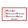 Packing List Envelope, 5.5" x 10", Red Full Face, "Packing List/Cert of Compliance/Cert. of Analysis Enclosed"  (PL97)~#|#~m003578483_sc7