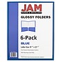 JAM Paper Glossy 2-Pocket Portfolio Folder, Blue, 6/Pack (385Gbua)~#|#~m003904158_sc7