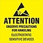 Tape Logic Labels, "Attention - Observe Precautions", 2" x 2", Fluorescent Yellow/Black, 500/Roll (DL1369)~#|#~m004078364_sc7