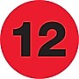 Tape Logic Number Labels, "12", 3" Circle, Fluorescent Red, 500/Roll (DL1353)~#|#~m004078524_sc7