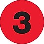 Tape Logic Number Labels, "3", 3" Circle, Fluorescent Red, 500/Roll (DL1343)~#|#~m004078531_sc7