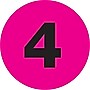 Tape Logic Number Labels, "4", 3" Circle, Fluorescent Pink, 500/Roll (DL1344)~#|#~m004078532_sc7