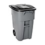 Rubbermaid Brute Plastic Rollout Trash Can with Lid, 50 Gallons, Gray/Silver (FG9W2700GRAY)~#|#~m004399949_sc7