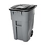 Rubbermaid Brute Plastic Rollout Trash Can with Lid, 50 Gallons, Gray/Silver (FG9W2700GRAY)~#|#~m004399950_sc7