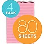 TOPS Prism Steno Pads, 6" x 9", Gregg, Pink, 80 Sheets/Pad, 4 Pads/Pack (TOP 80254)~#|#~m004810892_sc7