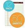 TOPS The Legal Pad Notepad, 8.5" x 11.75", Wide Ruled, Green Tint, 50 Sheets/Pad, 12 Pads (7534)~#|#~m004812514_sc7