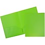 JAM Paper 2-Pocket PlasticFolders, Lime Green, 6/Pack (382Eligrd)~#|#~m004857879_sc7