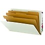 Smead 50% Recycled EndTab Pressboard Classification Folder, 3 Divider, 3" Expansion, Legal, Gray/Green, 10/Box~#|#~m004895180_sc7