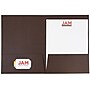 JAM Paper Two-Pocket Textured Linen Business Folders, Chocolate Brown, 50/Box(386LBRC)~#|#~m005206656_sc7