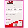 JAM Paper Plastic Filing Envelope with Button & String Closure, Fuchsia Pink, 12/Pack (473B1FU)~#|#~m005223737_sc7