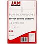 JAM Paper Plastic Filing Envelope with Button & String Closure, Red, 12/Pack (473B1RE)~#|#~m005223758_sc7