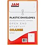 JAM Paper Plastic Filing Envelope with Button & String Closure, Bright Orange, 12/Pack (472B1OR)~#|#~m005745025_sc7