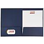 JAM Paper 2-Pocket Textured Linen Business Folders, Navy Blue, 25/Pack (386LNAA)~#|#~m005757367_sc7