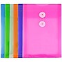 JAM Paper Standard Plastic Filing Envelope with Button & String Closure, Assorted Colors, 6/Pack (472B1ASSRTD)~#|#~m006948602_sc7