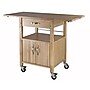 Winsome Rachael Wood Drop Leaf Kitchen Cart with Lockable Wheels, Beech (84920)~#|#~m006963444_sc7