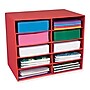 Pacon Classroom Keepers 10-Shelf Organizer, Corrugated Cardboard, 17" x 12.88" x 21", Red (PAC001314)~#|#~m007111522_sc7