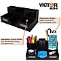 Victor Technology 6-Compartment Wood Storage with Smart Phone Holder, Black (9525-5)~#|#~m007201929_sc7