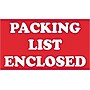 "Packing List Enclosed" Labels, Red/White, 5" x 3", 500/Rl~#|#~s0148802_sc7