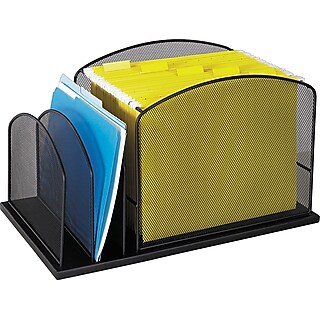 Elezeal Plastic A4 Magazine Holder - Sturdy File Organizer Rack For Desktop, Office, Or Home, 4 Compartments