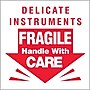 Tape Logic Labels, "Delicate Instruments - Fragile", 3" x 3", Red/White, 500/Roll~#|#~s0537646_sc7