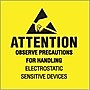 Tape Logic Labels, "Attention - Observe Precautions", 4" x 4", Black/Yellow, 500/Roll~#|#~s0537742_sc7