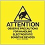 Tape Logic Labels, "Attention - Observe Precautions", 4" x 4", Black/Yellow, 500/Roll (DL9083)~#|#~s0537743_sc7