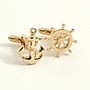 Bey-Berk Gold Plated Cufflinks, Ships Anchor and Wheel (J223)~#|#~s0633214_sc7