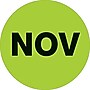 Tape Logic 1" Circle "NOV" Month of the Year Labels, Fluorescent Green, 500/Roll~#|#~s0708031_sc7