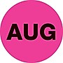Tape Logic 2" Circle "AUG" Months of the Year Label, Fluorescent Pink, 500/Roll~#|#~s0708059_sc7