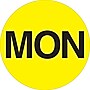 Tape Logic 1" Circle "MON" Days of the Week Label, Fluorescent Yellow, 500/Roll~#|#~s0708061_sc7