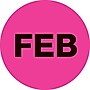 Tape Logic 1" Circle "FEB" Month of the Year Labels, Fluorescent Pink, 500/Roll~#|#~s0708062_sc7
