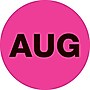 Tape Logic 1" Circle "AUG" Month of the Year Labels, Fluorescent Pink, 500/Roll~#|#~s0708063_sc7