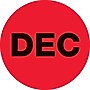 Tape Logic 1" Circle "DEC" Month of the Year Labels, Fluorescent Red, 500/Roll~#|#~s0708067_sc7