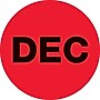 Tape Logic 2" Circle "DEC" Months of the Year Label, Fluorescent Red, 500/Roll~#|#~s0708091_sc7