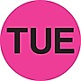 Tape Logic 1" Circle "TUE" Days of the Week Label, Fluorescent Pink, 500/Roll~#|#~s0708115_sc7