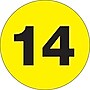 Tape Logic 2" Circle "14" Number Label, Fluorescent Yellow, 500/Roll~#|#~s0708534_sc7