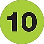 Tape Logic 2" Circle "10" Number Label, Fluorescent Green, 500/Roll~#|#~s0708625_sc7