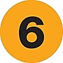Tape Logic 1" Circle "6" Number Label, Fluorescent Orange, 500/Roll~#|#~s0708627_sc7