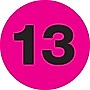 Tape Logic 1" Circle "13" Number Label, Fluorescent Pink, 500/Roll~#|#~s0708684_sc7
