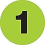 Tape Logic 1" Circle "1" Number Label, Fluorescent Green, 500/Roll~#|#~s0708685_sc7