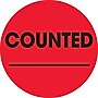 Tape Logic 2" Circle "Counted" Inventory Label, Fluorescent Red, 500/Roll (DL1270)~#|#~s0708689_sc7