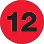 Tape Logic 2" Circle "12" Number Label, Fluorescent Red, 500/Roll~#|#~s0708740_sc7